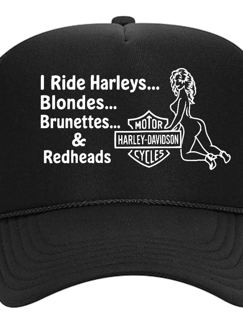 Harley Davidson Funny Humor foam trucker mesh snapback hat black